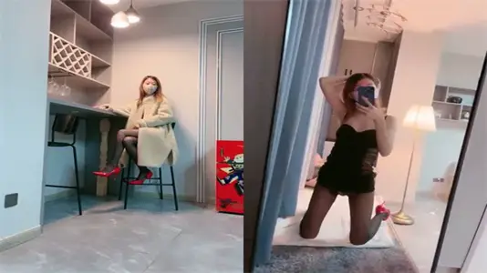 高跟鞋黑絲苗條騷貨自摸嫩穴自慰，飢渴勾引狼友狠狠操！