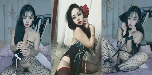 抖音網紅【獅獅】土豪定製私拍，網狀絲襪扭動勾引捆綁調教道具自慰