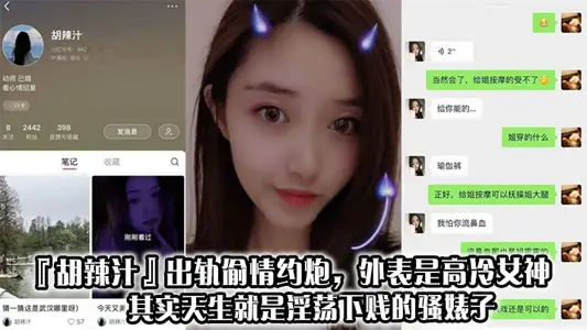 『胡辣汁』出軌偷情約炮，外表是高冷女神，其實天生就是淫蕩下賤的騷婊子