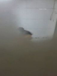 窗户破洞偷窥眼镜小嫩妹洗香香 追剧洗澡两不误 奶子粉嫩 毛毛稀少